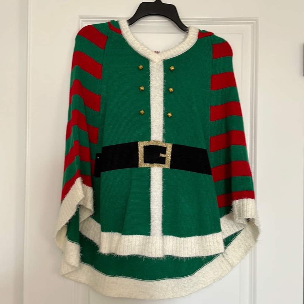 EUC Christmas elf poncho